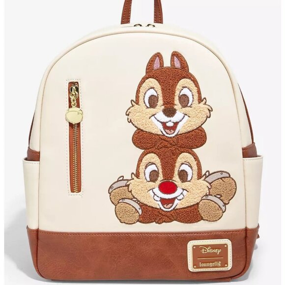 Loungefly Disney Chip N Dale Mini Backpack Chenille Patch Characters Bag New main image 4